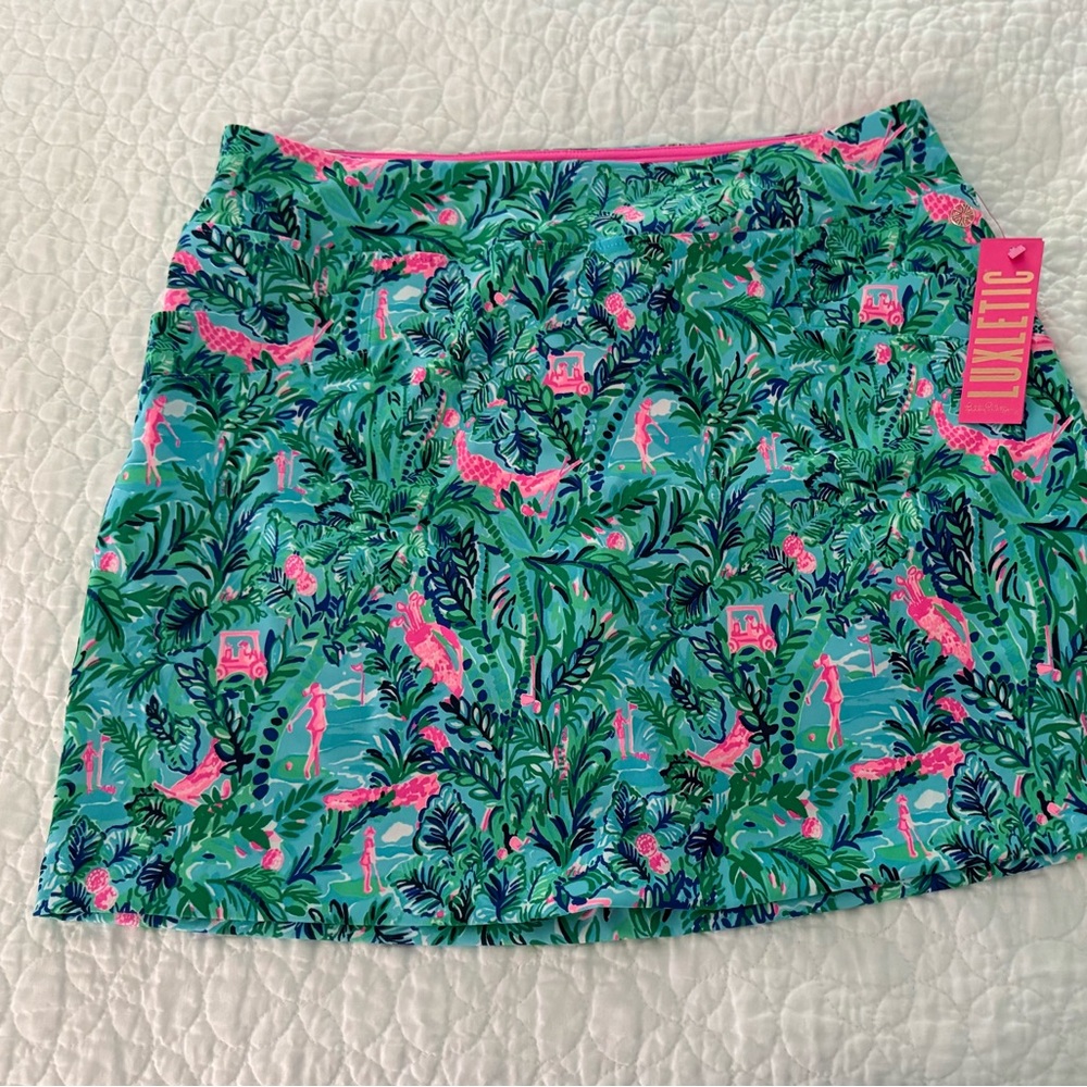 Lilly Pulitzer Pink and Green A-Line Mini Skort Resort Wear
